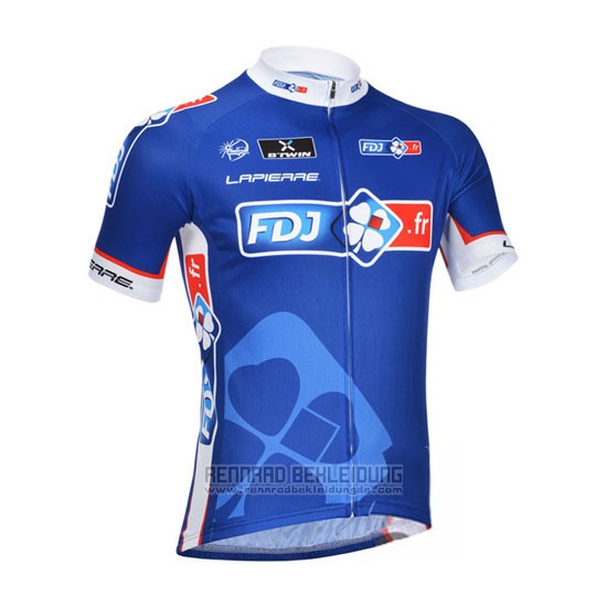 2013 Fahrradbekleidung FDJ Blau Trikot Kurzarm und Tragerhose - zum Schließen ins Bild klicken